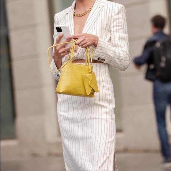 Matching Set - Zara Cropped Striped Blazer with Linen Blend Midi Skirt - Picture 2 of 11